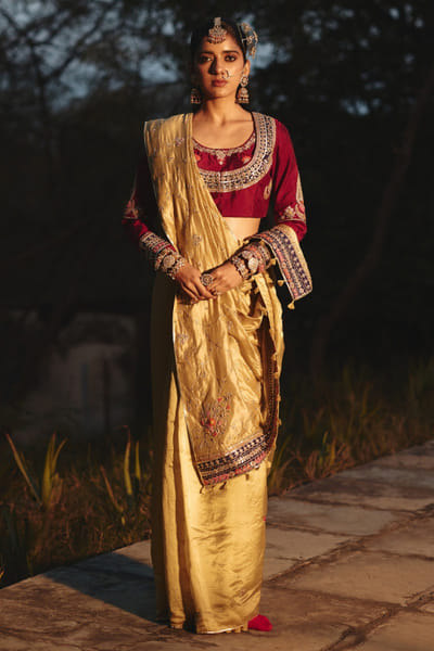 Rashika Mittal Red floral embroidered blouse RASHJUN26D146594
