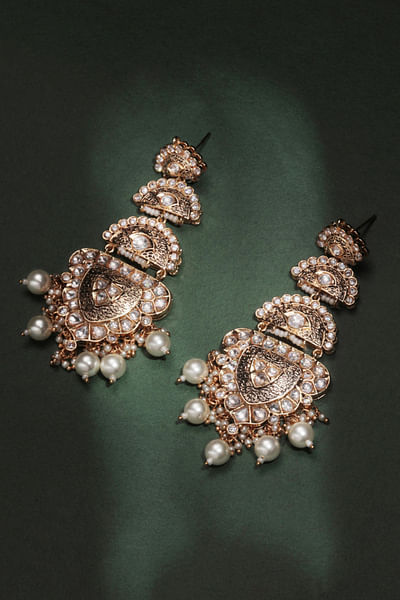 Pearl and kundan earrings