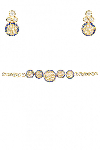 Blue kundan necklace set