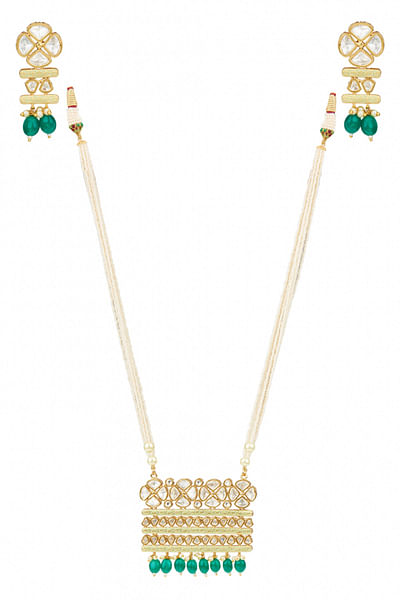 Pearl & green necklace set