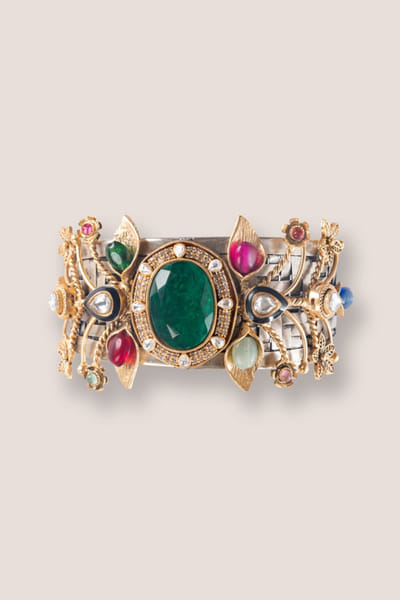 Zevar By Geeta Multicolour kundan polki cuff ZEVAJUN26D146039