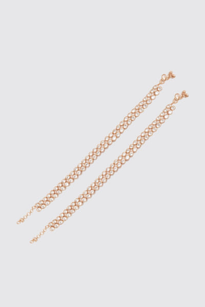 Gold kundan polki embellished anklets