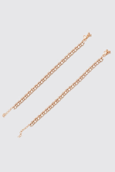 Gold finish kundan polki anklets