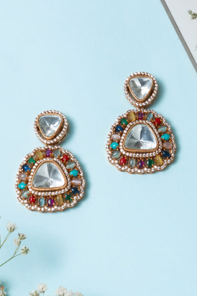 Navratna and polki earrings