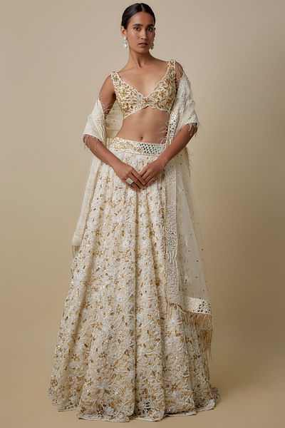Ivory gold embroidered lehenga set