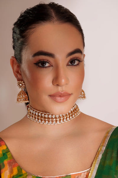 Gold polki and kundan choker set