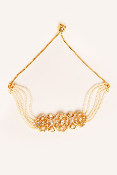 Gold kundan-polki pearl bracelet
