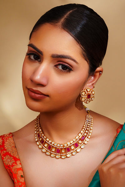 Red moissanite necklace set