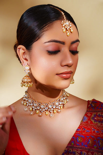 Gold kundan polki necklace set