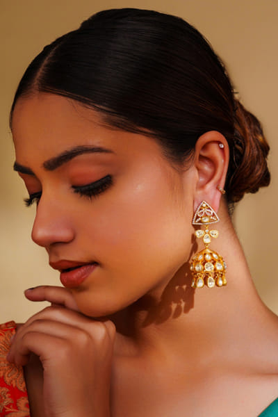 Gold moissanite jhumkas
