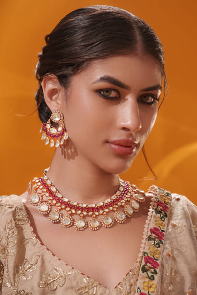 Red moissanite necklace set