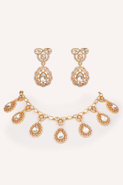 Gold moissanite stone choker set