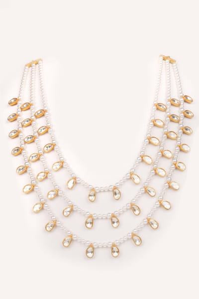 Zevar By Geeta Gold moissanite stones layered necklace ZEVOCT25D235391