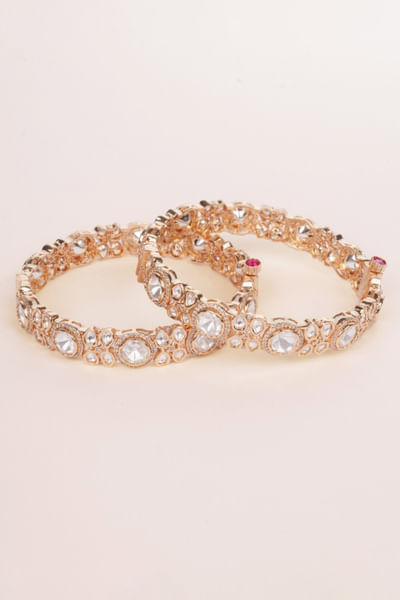 Gold polki kundan bangles
