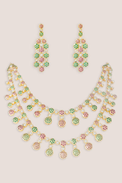 Zevar By Geeta Multicolour jadau necklace set ZEVAJUN26D146024