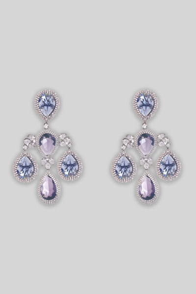 Purple diamonds dangler earrings