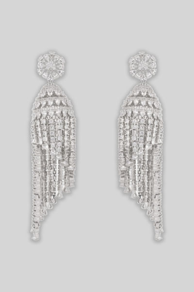White diamond dangler earrings