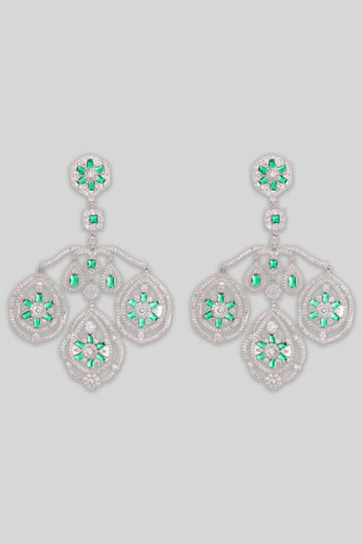 Green diamond dangler earrings