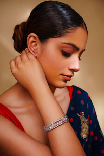 White diamond kada bracelet