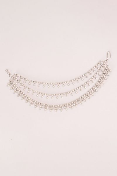White diamond ear chains