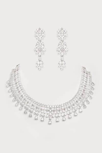 White diamond necklace set