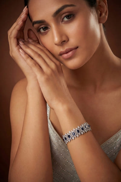 Zevar By Geeta White and blue diamond embellished bracelet ZEVAJUN26D347731