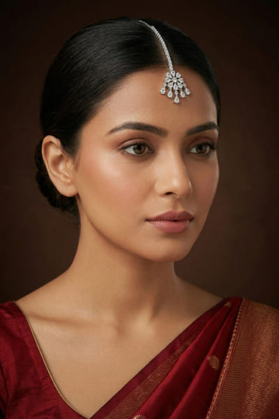 Zevar By Geeta White diamond embellished maang tikka ZEVAJUN26D246397