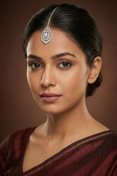 Zevar By Geeta Silver white diamond embellished maang tikka ZEVAJUN26D246399
