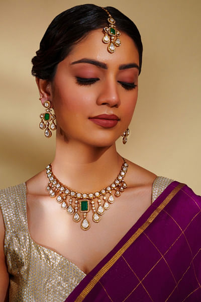 Green moissanite necklace set