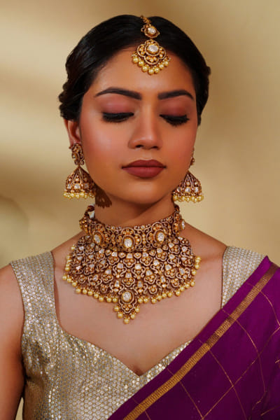 Gold kundan polki necklace set