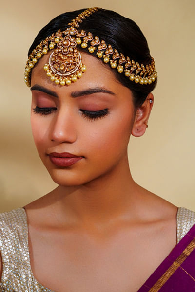 Gold kundan polki matha patti