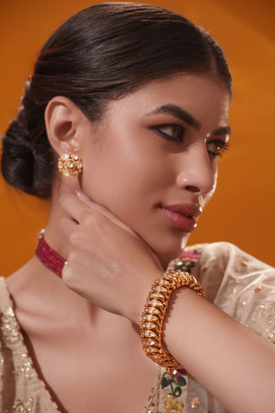 Gold polki and kundan bangles