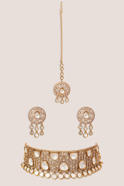 Zevar By Geeta White kundan polki choker set ZEVNOV25D138744