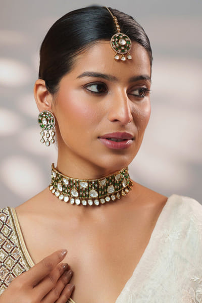 Zevar By Geeta Green kundan polki choker set ZEVNOV25D138745