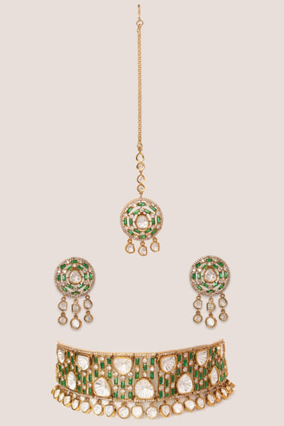 Zevar By Geeta Green kundan polki choker set ZEVNOV25D138745