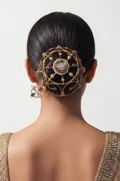 Zevar By Geeta Multicolour embellished hair-bun cage ZEVAJUN26D347722