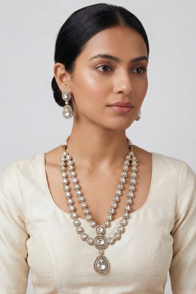 Zevar By Geeta Gold polki necklace set ZEVAJUN26D146021