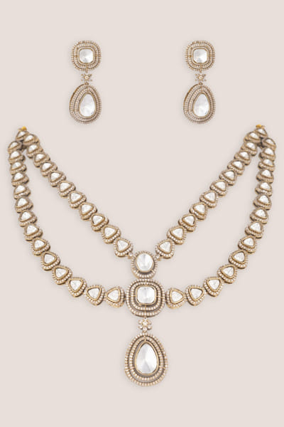 Zevar By Geeta Gold polki necklace set ZEVAJUN26D146021