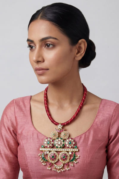 Zevar By Geeta Multicolour embellished hasli necklace ZEVAJUN26D246409