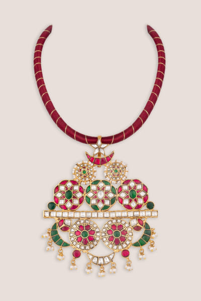 Zevar By Geeta Multicolour embellished hasli necklace ZEVAJUN26D246409