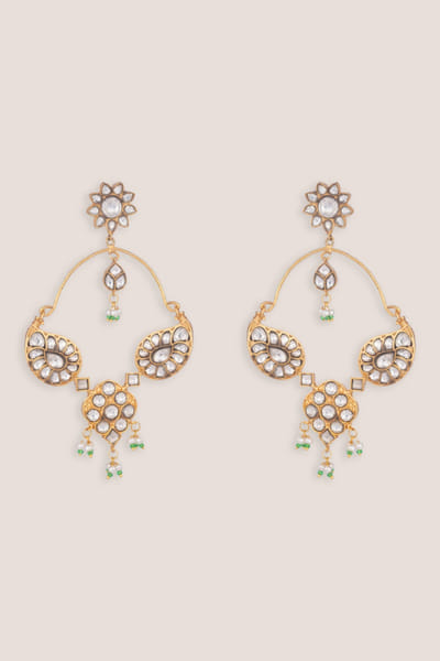 Zevar By Geeta Gold kundan polki chandbali earrings ZEVAJUN26D146013
