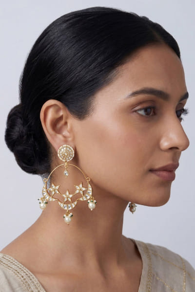 Zevar By Geeta Gold kundan-polki chandbali earrings ZEVAJUN26D146014