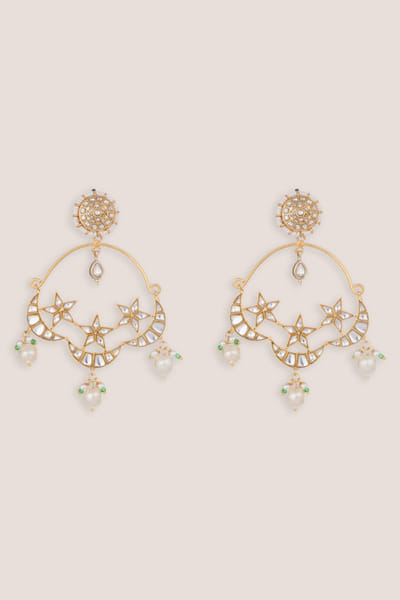 Zevar By Geeta Gold kundan-polki chandbali earrings ZEVAJUN26D146014