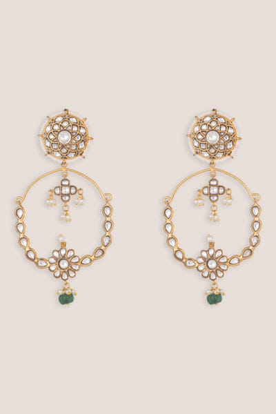 Zevar By Geeta Gold kundan chandbali earrings ZEVAJUN26D146017