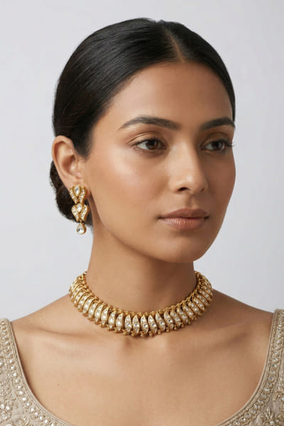 Zevar By Geeta Gold kundan necklace set ZEVAJUN26D347723