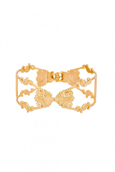 Gold plated carved bracelet cuff
