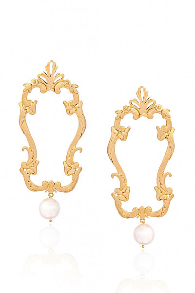 Gold plated facade shaped earrings