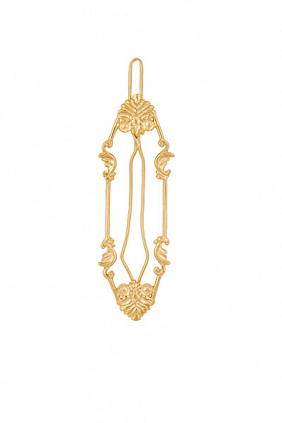 Gold plated carved hair clip