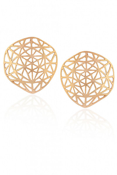 Gold plated mesh carved studs