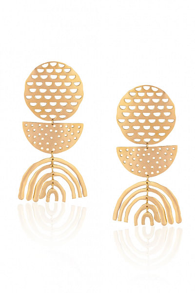 Gold plated mesh layered earrings